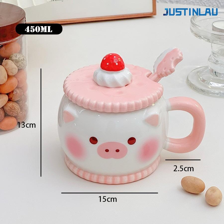 

450MLHigh Aesthetic Creative Ceramic Cup Piglet Kitten Dessert Cup Home Office Coffee Cup Children s and Girls Gifts 450ML