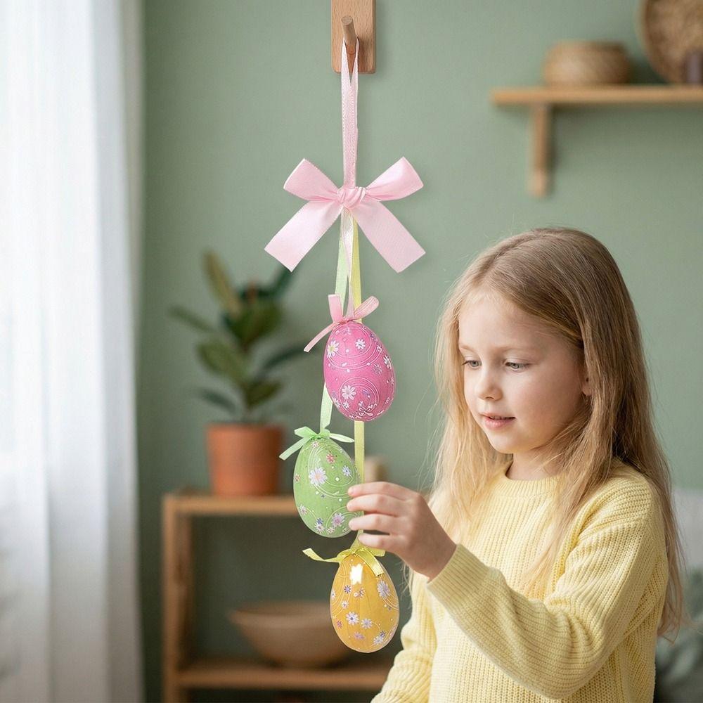 Painted Easter Eggs Hanging Pendant DIY Crafts Easter Tree Decor Colorful Eggs String  Home Decor