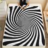 1Pc Illusory Graphics Print Flannel Blanket, High Quality Comfortable for All Seasons, Home Decor, Warmth and Comfort, Perfect for Christmas Gifts W26