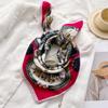 Chain carriage printing small square scarf thin retro silk scarf herringbone pattern headscarf imitation velvet shawl scarf scarf women