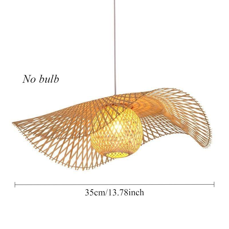 E27 Bamboo Hand Woven Chandelier Multi-size Shade Pendant Light Handmade Hanging LED Bamboo Lamp for Home Decoration
