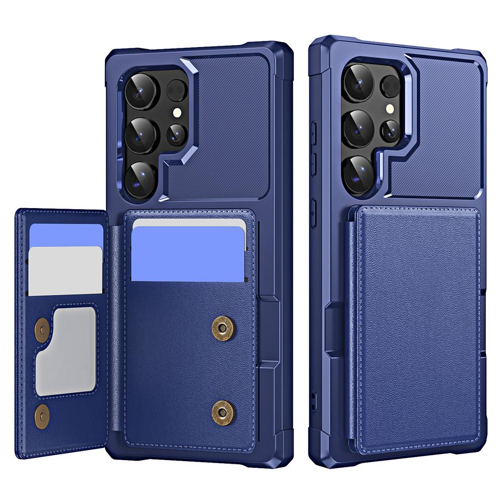 For Samsung Galaxy S24 Ultra Case Card Slot Kickstand Leather+TPU Reinforced Corner Phone Cover