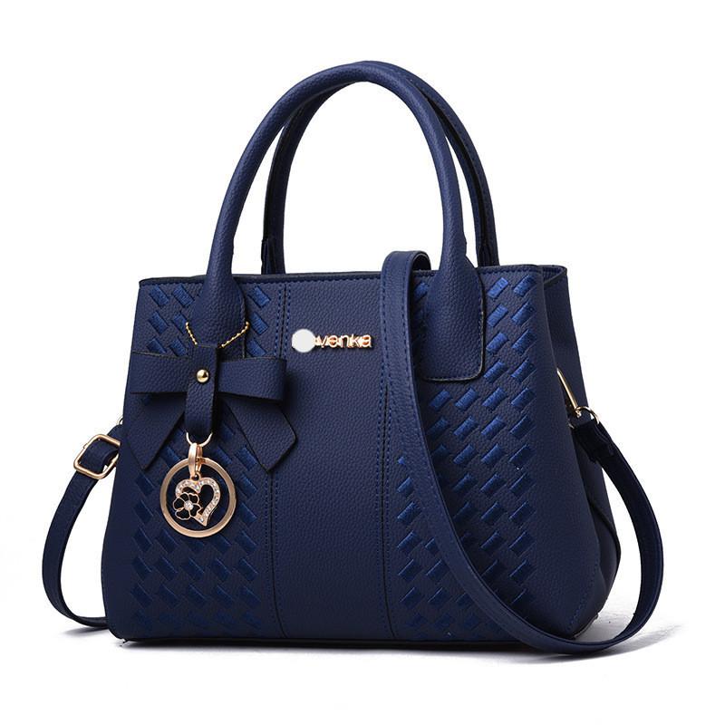 

2023 European And American Fashion Handbag For Women Large Capacity Tote Bag Stylish Embroidery Shoulder Crossbody Bag синій