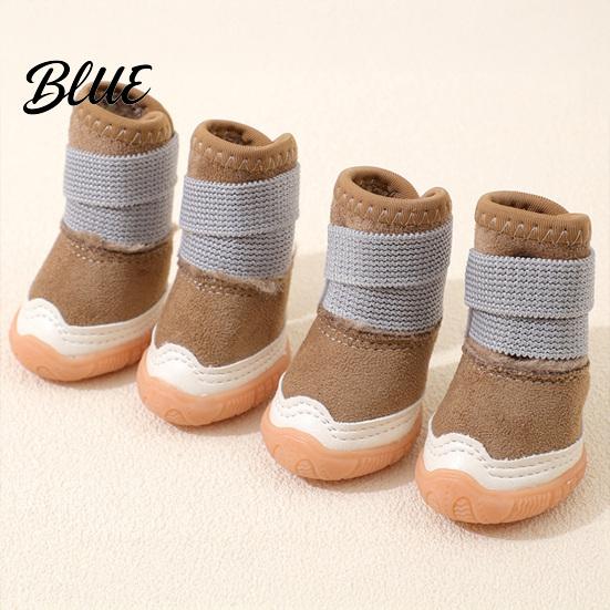 Durable Pet Footwear for Snowy Roads 4Pcs Dog Snow Boots Fleece Lined Winter Booties Anti-Skid Warm Indoor Shoes Small Dogs Paw Protectors
