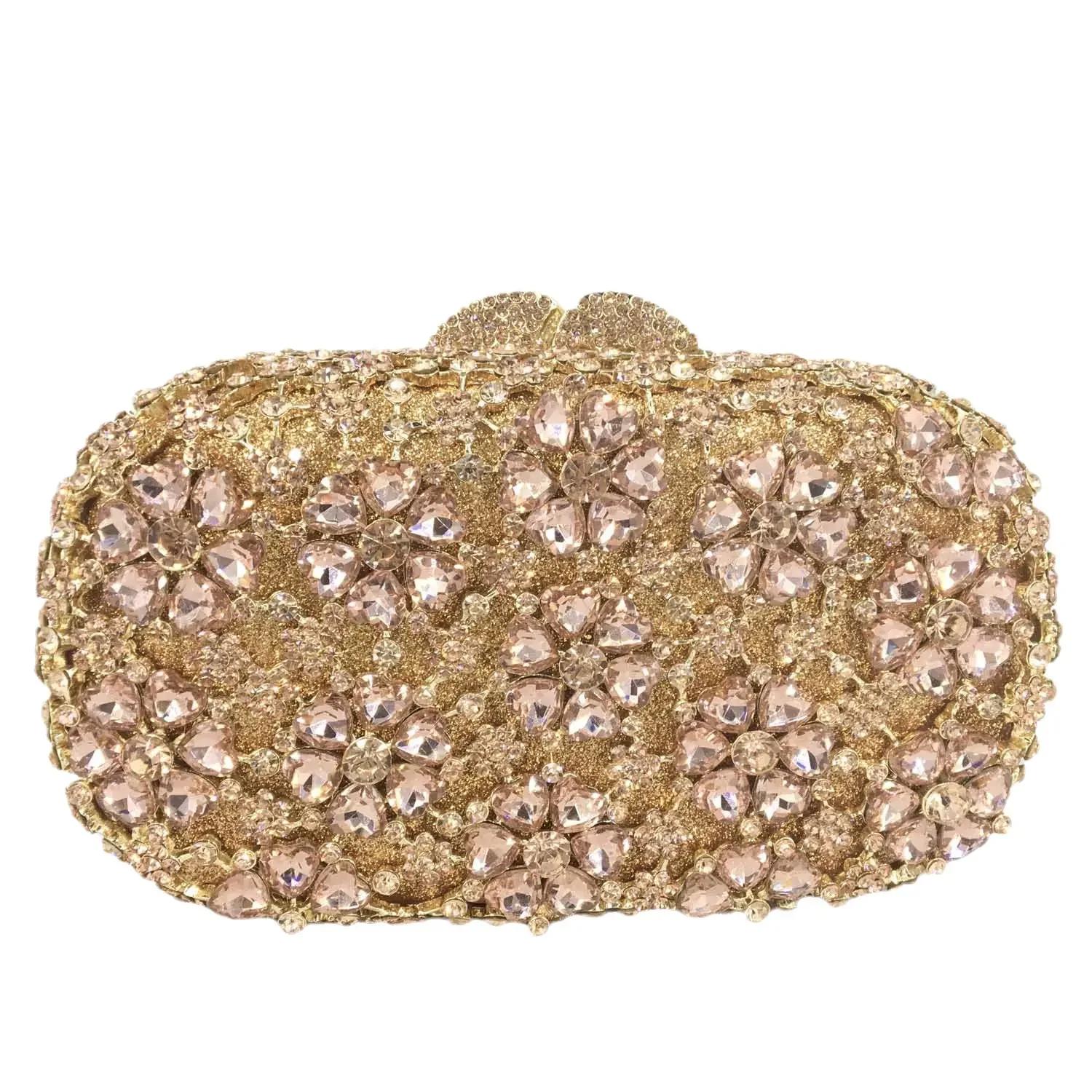 

Boutique De FGG Snowflake Women Pink Evening Bags and Clutches Wedding Party Bridal Flower Clutch Handbags and Purses Mini