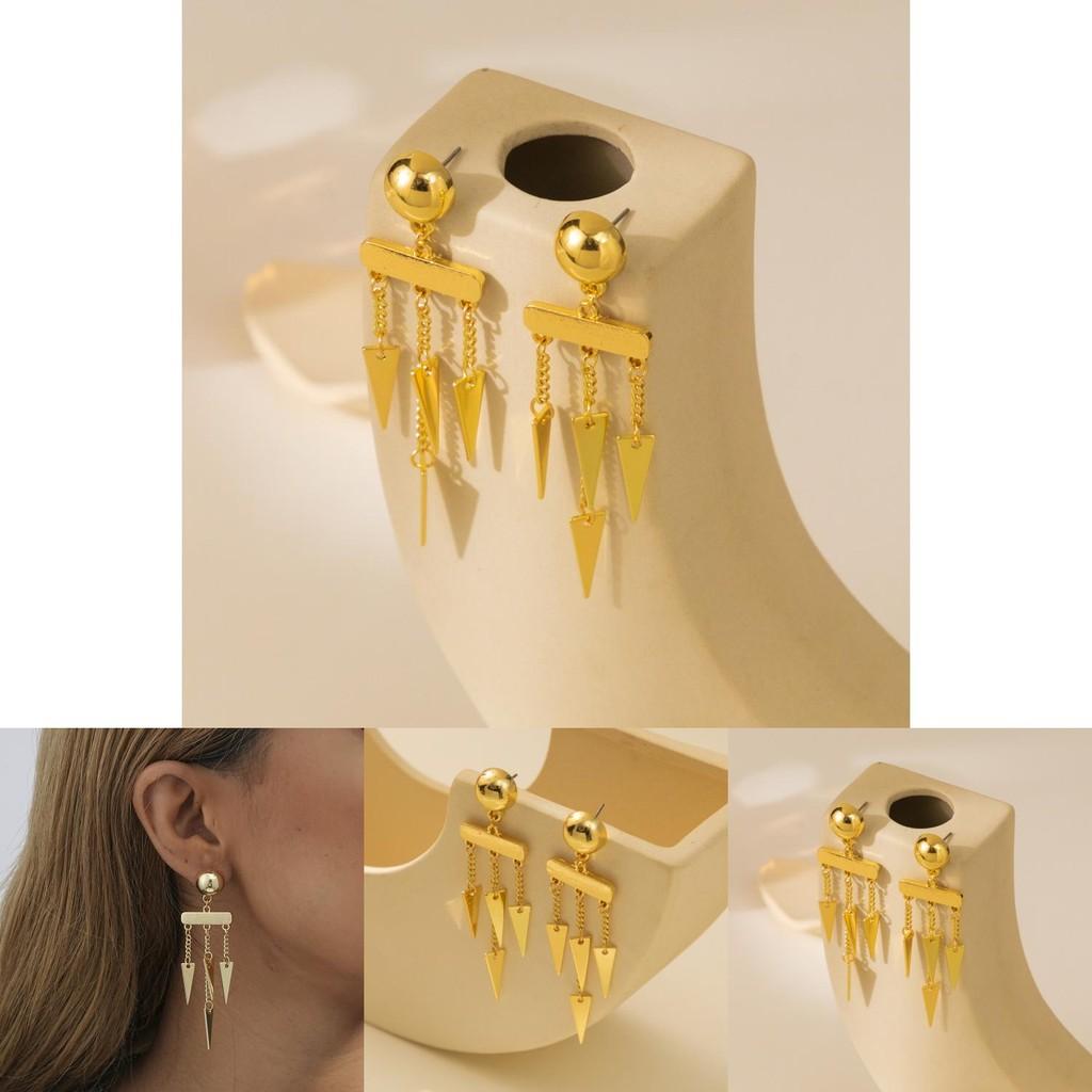 Elegante Geometrische Gold-Quastenohrringe Stilvolles Asymmetrisches Design Legierung Beschichtet