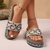 Fashion Fashion Rhinestone Platform Slippers Summer New Round Toe Open Toe Non-slip Wear-resistant Flat Slippers
