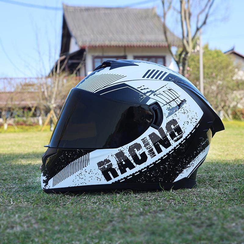 LVS-702 Motorcycle Helmet, Men's and Women's Dual Lens Couple Street Bike Full Helmet, Personality Prone Racing Helmet