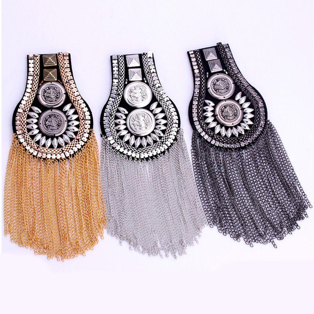 Pin Tassel Chain Epaulettes Zinc Zinc Alloy Tassel Epaulet Clothing Accessories Jacket Vintage Brooch  Men