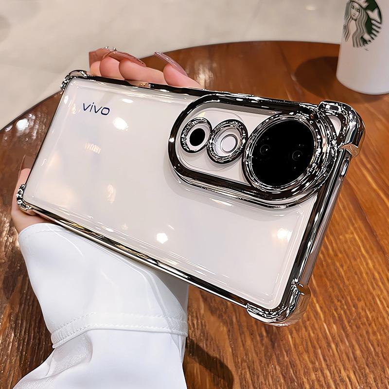 Applicable To Vivox200P Airbag Mobile Phone Case Four Corner Anti-falling Electroplating Transparent S19pro Full-inclusive X100S Protection Case