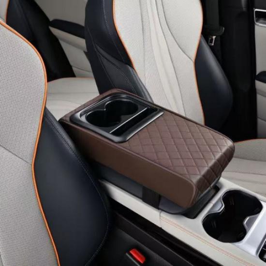 Universal Car Armrest Box Pad Armrest Elbow Support Cushion Mat with Cup Holder кофейный