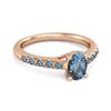London Blue Topaz Pave Band Classic Statement Ring - 925 Sterling Silver Rose Gold Vermeil