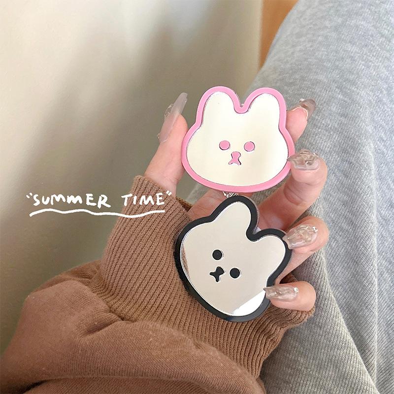 Korean Ins Cute Rabbit Cartoon Holder Phone Airbag Bracket Portable for Iphone 17 Grip Tok Portable Makeup Mirror Creative Stand