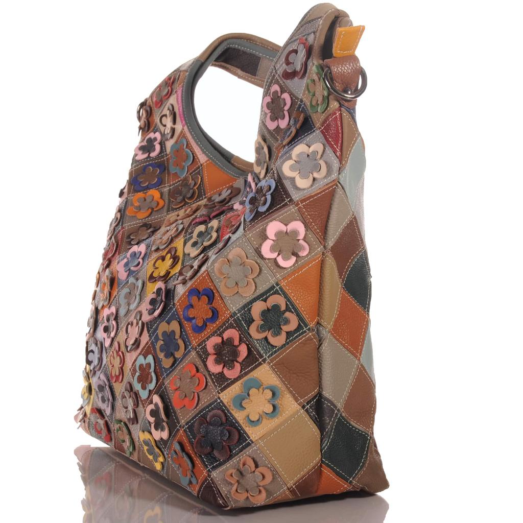 Echtleder Shopper Bag in Pachwork Design