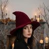 Star Pendant Wool Bucket Hat Solid Color Halloween Hat Vintage Witch Hat  Party