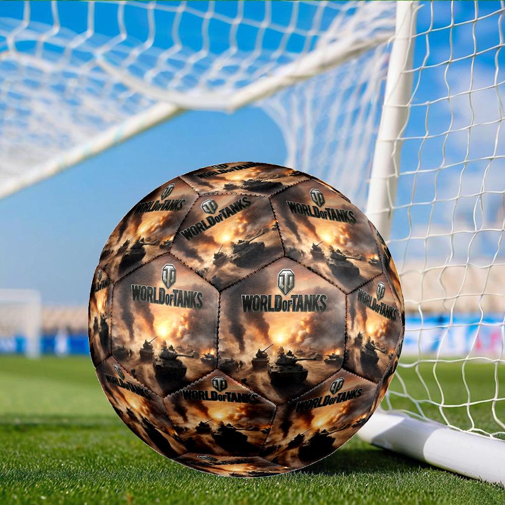 World Of Tanks Epic Battles Size 5 Soccer Ball, Suitable for Training and Matches, High-Elasticity, Wear-Resistant Material Gift for Fan