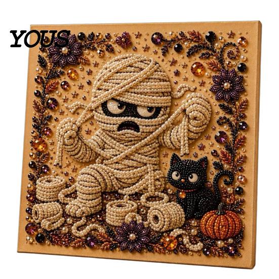 Manual Art Activities Ghost Faux Pearl Kit, Halloween Painting DIY Cute Festive Room Decor Absurd Skeleton 3D Craft Kit for Adults, Holiday