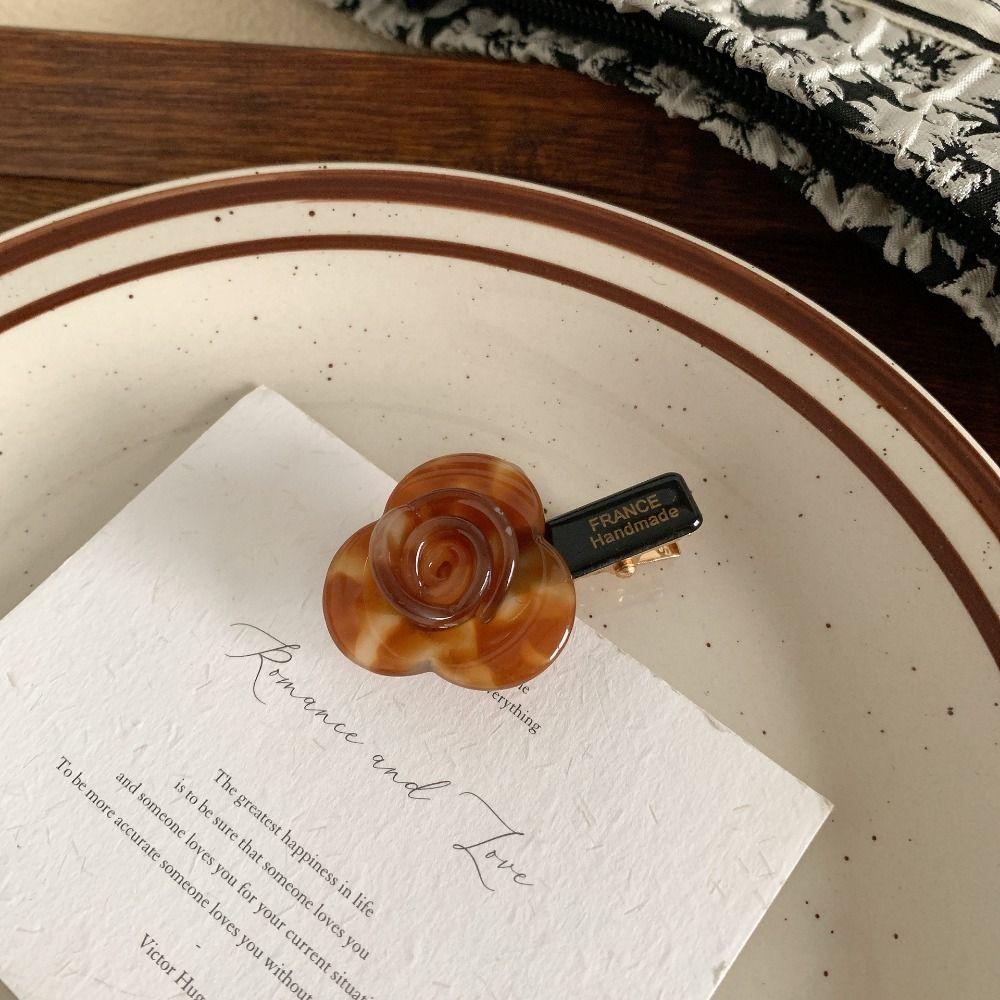 Korean Style Rose Flower Hair Clip Colorful Rose Flower Duckbill Clip Acetic Acid Hair Clip  Party