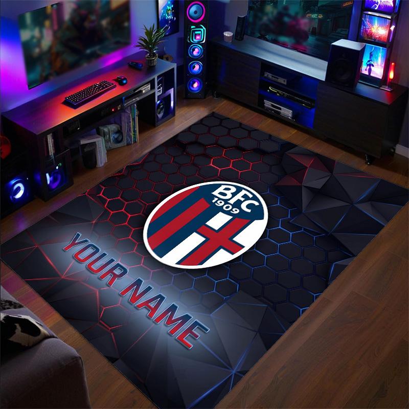 Crystal Velvet Rug Bologna FC Print Custom Name Text Floor Mat Home Decor