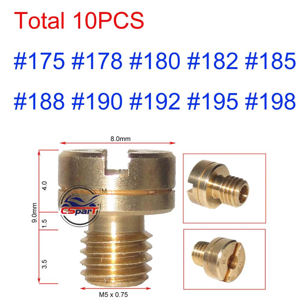 10pcs a set Motorcycle Carburetor Main Slow Pilot Jets for Mikuni NSR KSR Carb Set Injector Nozzle