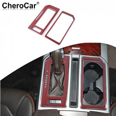 Central Gear Shift Panel Frame Trim Cover For Ford F150 2015-20 Red Carbon Fiber