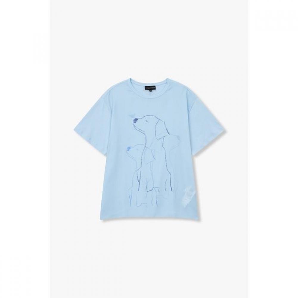 Emporio Armani Women S Dog PrinT Mix T ShirT A524126516 XS