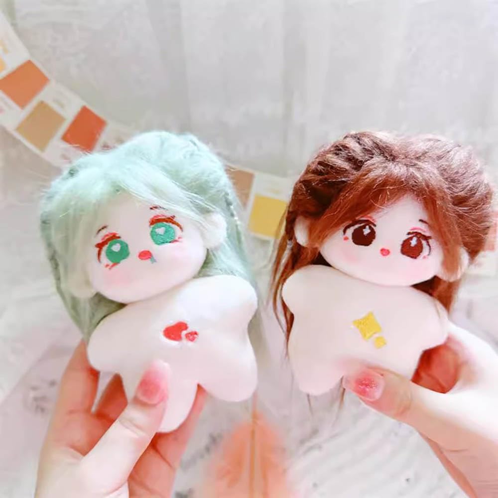 Niannyyhouse 10cm Plush Girl Star Body Fried Hair No Attributes Cotton Doll Accessories (A4)