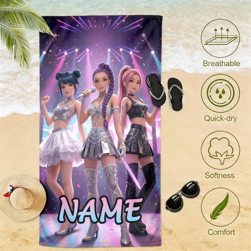 Personalized Beach Towel Custom Name/Logo Oversized Microfiber Quick-Dry Towel Summer Party Gift for Beach Swimming Bath Sports