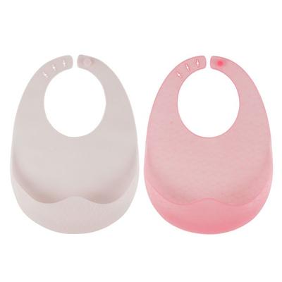 Yekko Mom Jelly Silicone Bib 2-piece Set, Creamy Red, Baby Pink, 1 Set