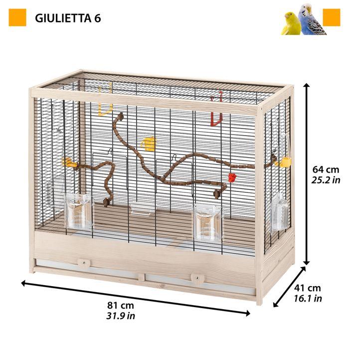 Cage à oiseaux - ferplast - giulietta 6 - 81 x 41 x 64 cm - beige - avec accessoires
