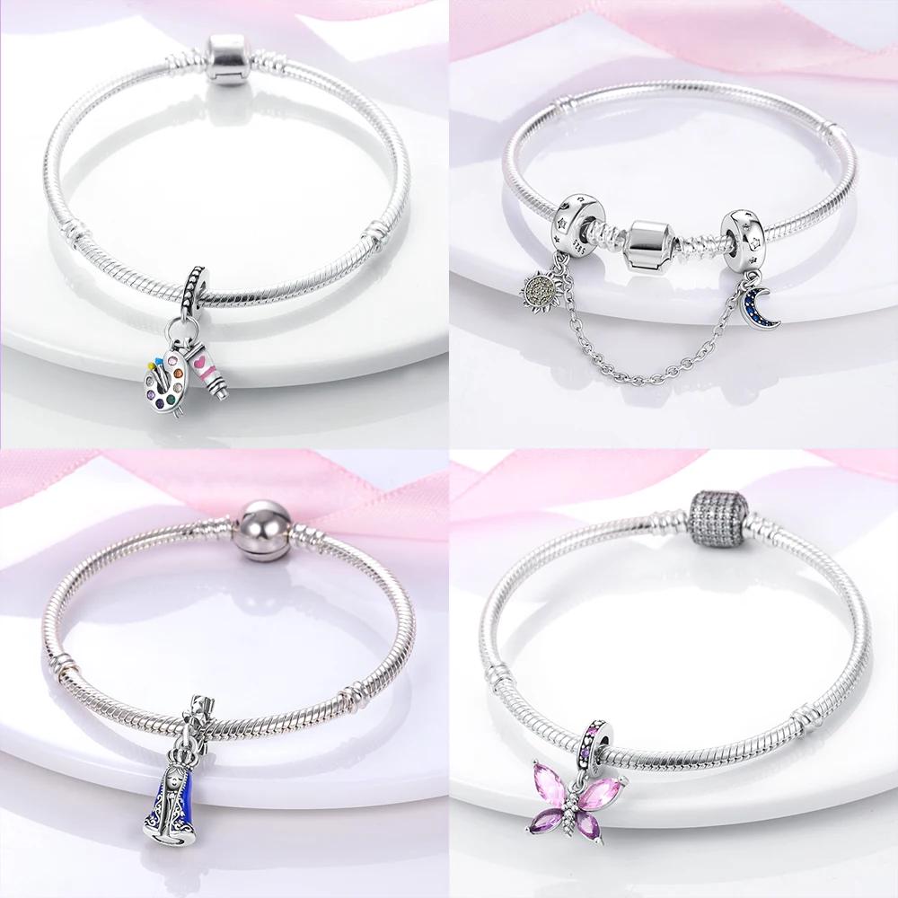 New Charms Bead Copper Pink Butterfly Luminous Firefly Dangle Fit Bangle Bracelet Necklace Diy Jewelry Women Gift