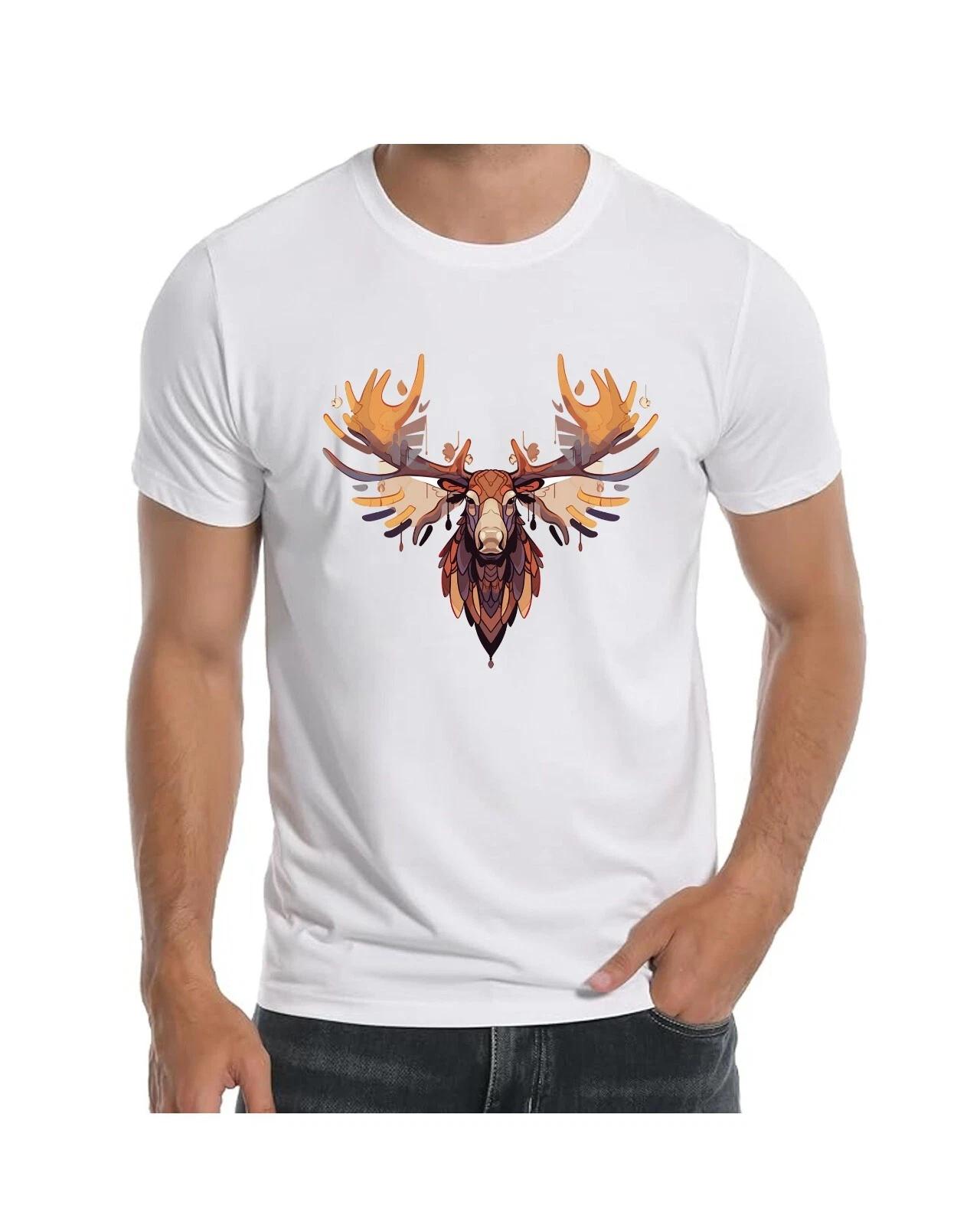 Montana Elk Art T-Shirt for Men Apparel Clothing Wildlife Animals L