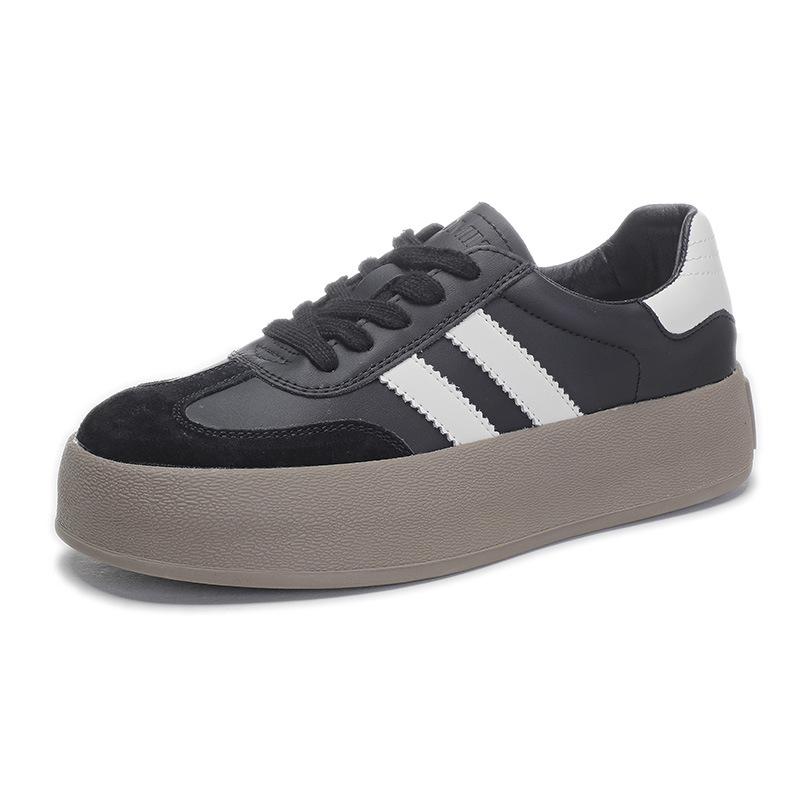 Leather German training shoes 2025 autumn new board shoes platform single shoes sports little white shoes women's Forrest Gump shoes casual women's