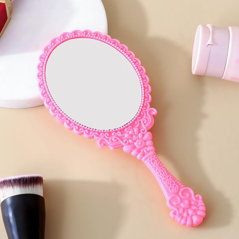 European-Style Irregular Shape Retro Handheld Makeup Mirror with Portable Handle