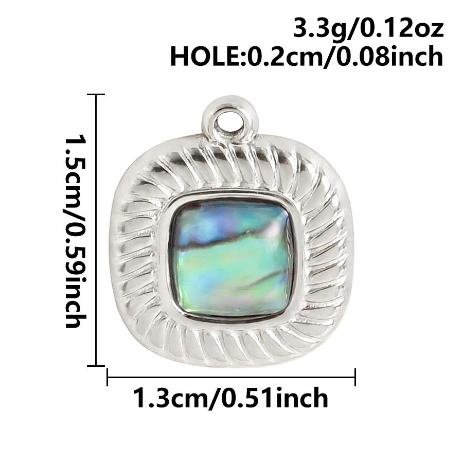 3pcs Geometric Charm Real Abalone Shell Stainless Steel Pendants For Jewelry Making Supplies Rectangle Round Pendant DIY Finding