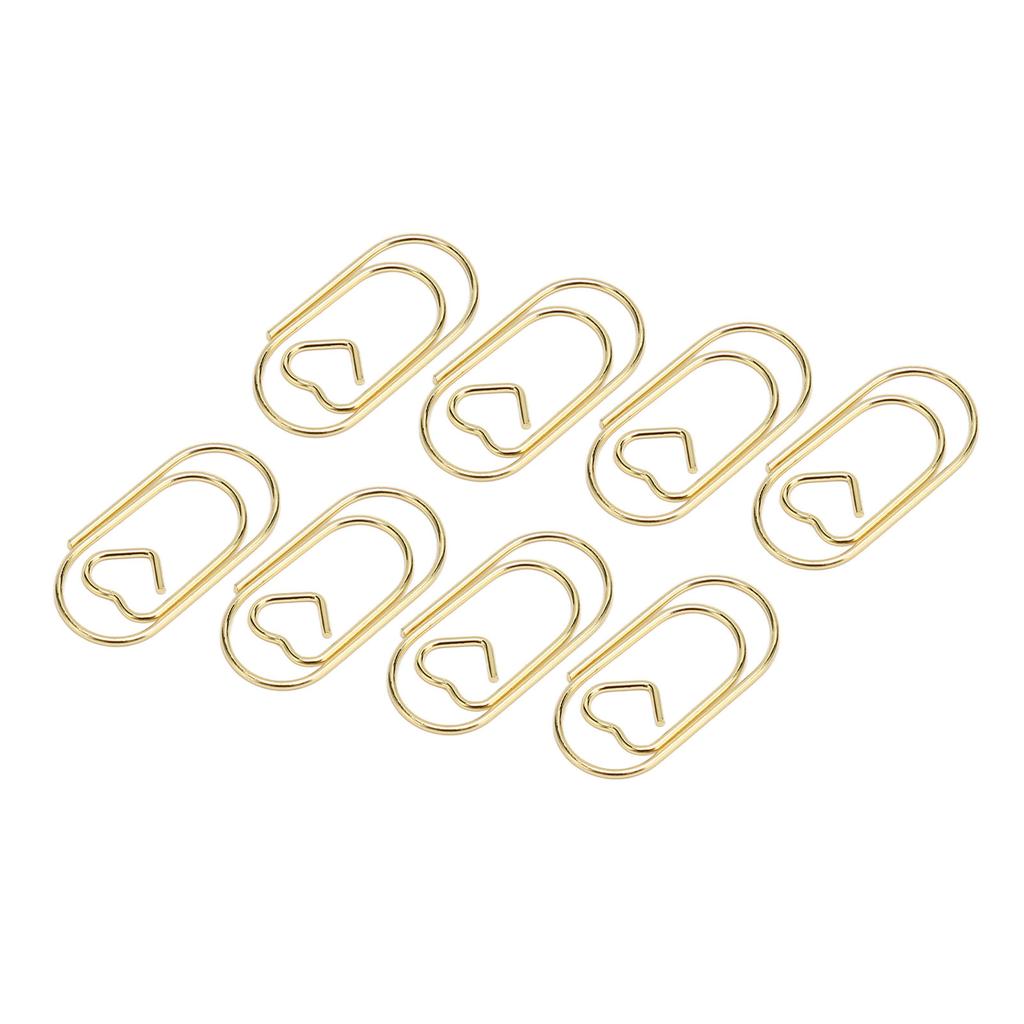 100 Stück Büroklammern Tragbar Herzform Rostfrei Galvanisiertes Metall Büroklammern Bürobedarf Gold