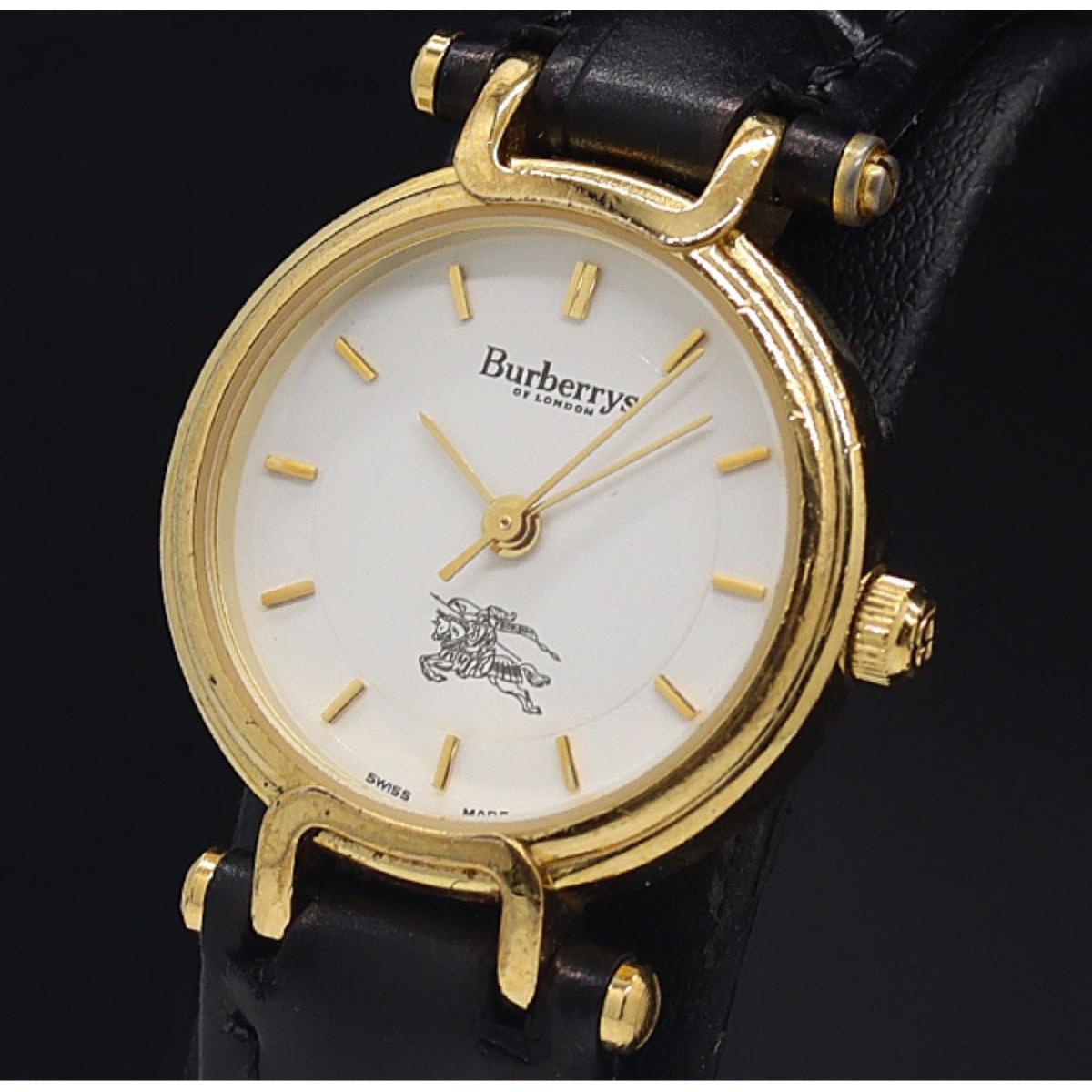 Used Working item Burberry White Dial Quartz Ladies Watch Burberrys Quartz Gold