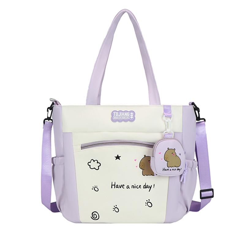 Women's Handbag Cartoon Print Book Bag Student Shoulder Bag Large Capacity Crossbody Bag