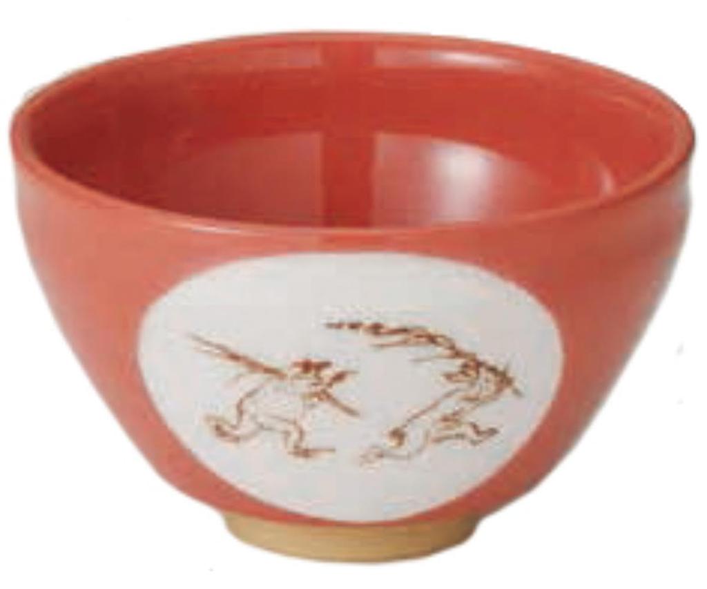 Yamakiikai Bird and Animal Red Small Matcha Bowl W213