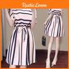 Elegant And Timeless Women Fashion Short Sleeve Casual Dress With Classic Stripes