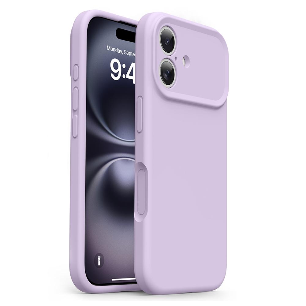 For iPhone 16 Case Soft Touch Liquid Silicone Phone Cover with Camera Touch Control Button