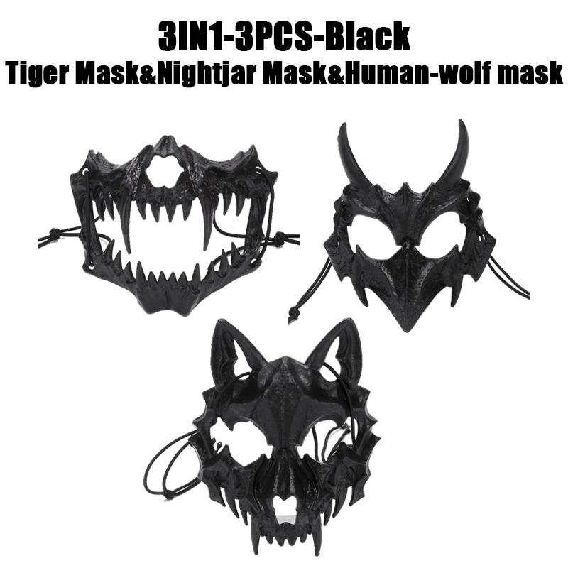 Halloween Cosplay Tier Schädel Masken Skelett Halbgesicht Knochen Tanz Abschlussball Party Kostüm Requisiten Maskenball Zubehör