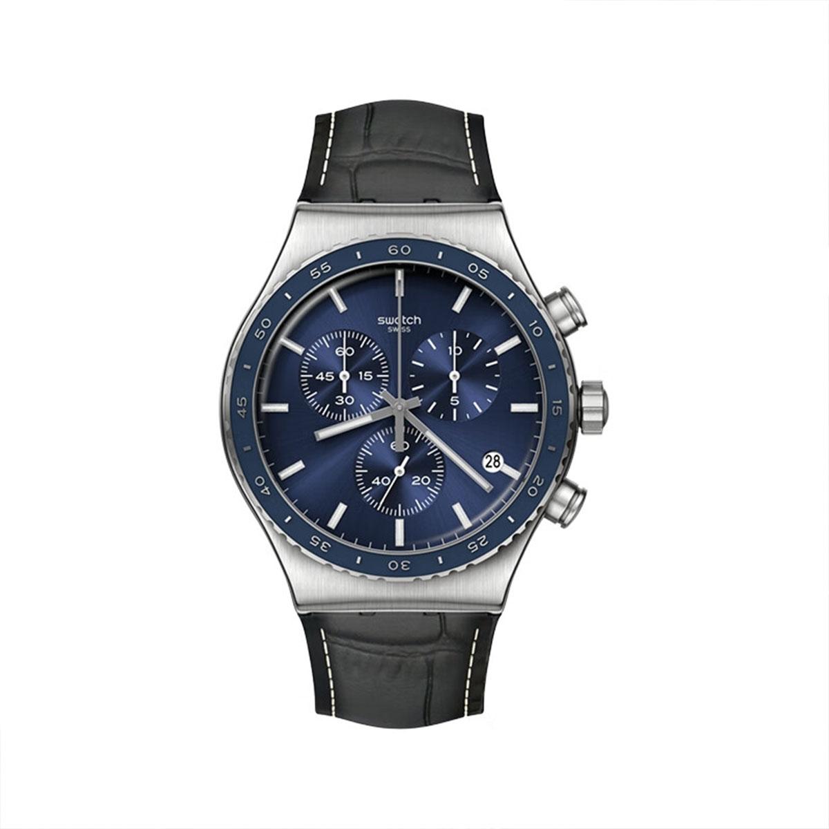 SWATCH Unisex Metal Series 43mm Blue Watch YVS496 YVS496 YVS496