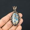 K2 Azurite Pendant, 999 Copper Wire Wrapped Gemstone Jewelry, Handmade Pendant, For Thanksgiving