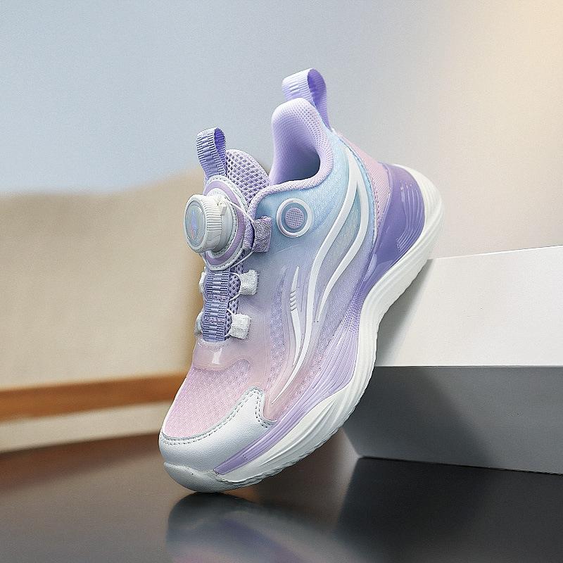 Boys' Sports Shoes 2025 Spring and Autumn Mesh Rotating Button Girls Luminous Trend Lightweight Shock-absorbing Sports and Leisure Shoes