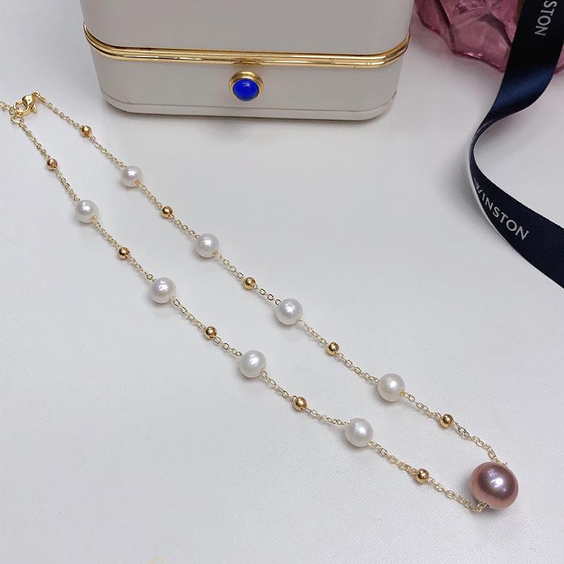 Natural Freshwater Pearl Pendant - Versatile Women s Fashionable Jewelry with Starry Clavicle Chain 10-11mm фиолетовый