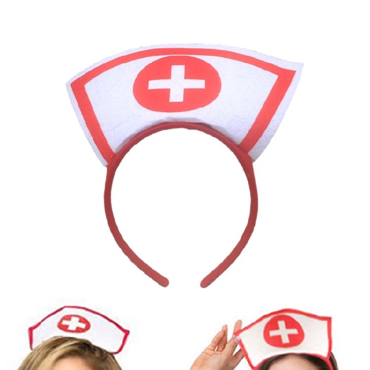 Fasce per Capelli a Forma di Cappello da Infermiera di Halloween Cerchietto per Capelli Accessori per Capelli Costume da Infermiera Carino