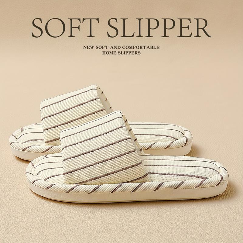 Fashion Japanese Style Striped Home Slippers for Women Lightweight Non Slip Indoor Slippers Woman Soft Comfortable Couple Bedroom Slides