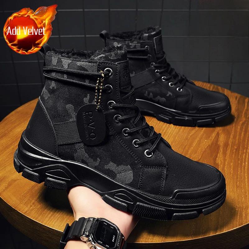 Booties Men's Snow Boots Platform Waterproof Ankle Male Winter Shoes Fashion Offer Cotton Shoe Footwear Outdoor Hiking Sale Work