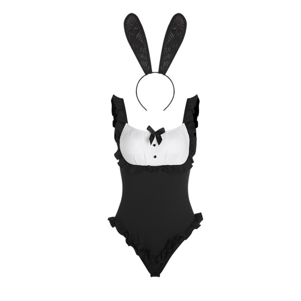 Domila Sexy Lingerie Pure Desire Sexy Playful Bunny Girl Hidden Button Open Gear Free Onesie Uniform Suit